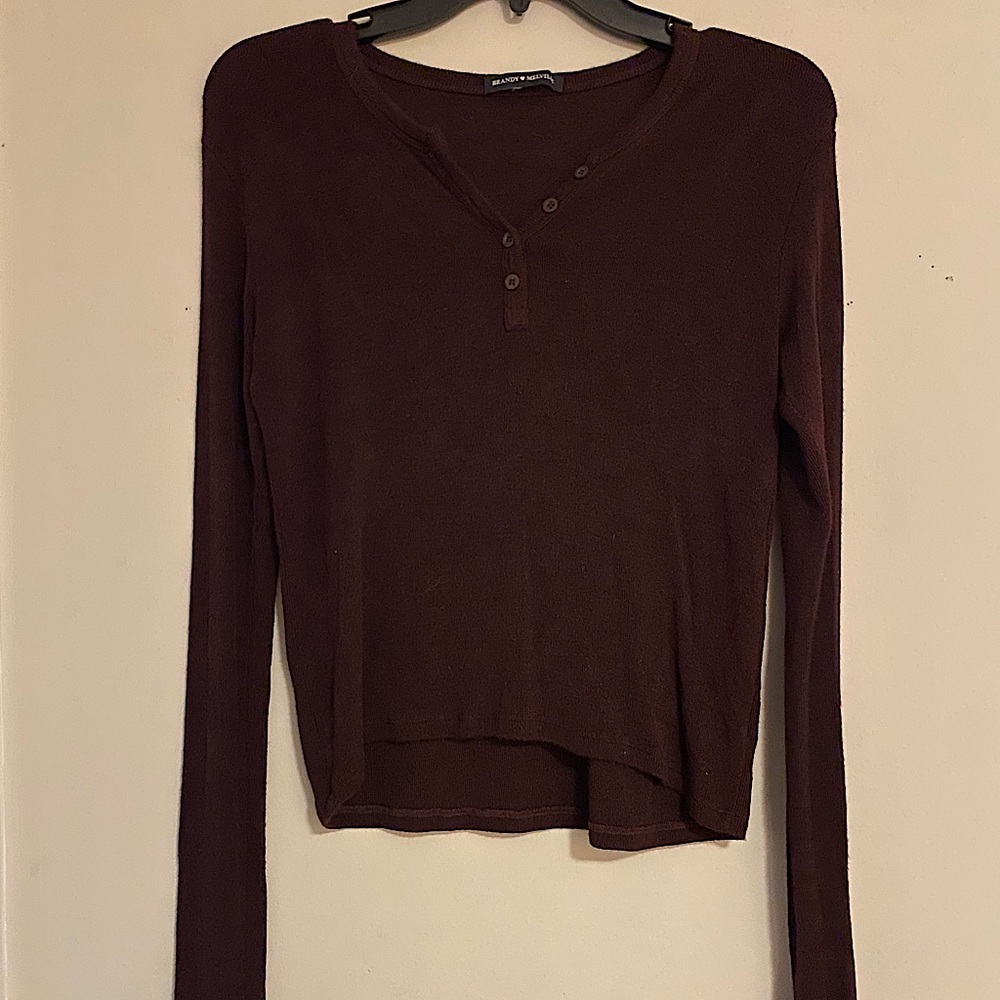 Brandy Melville Maroon Long Sleeve Top